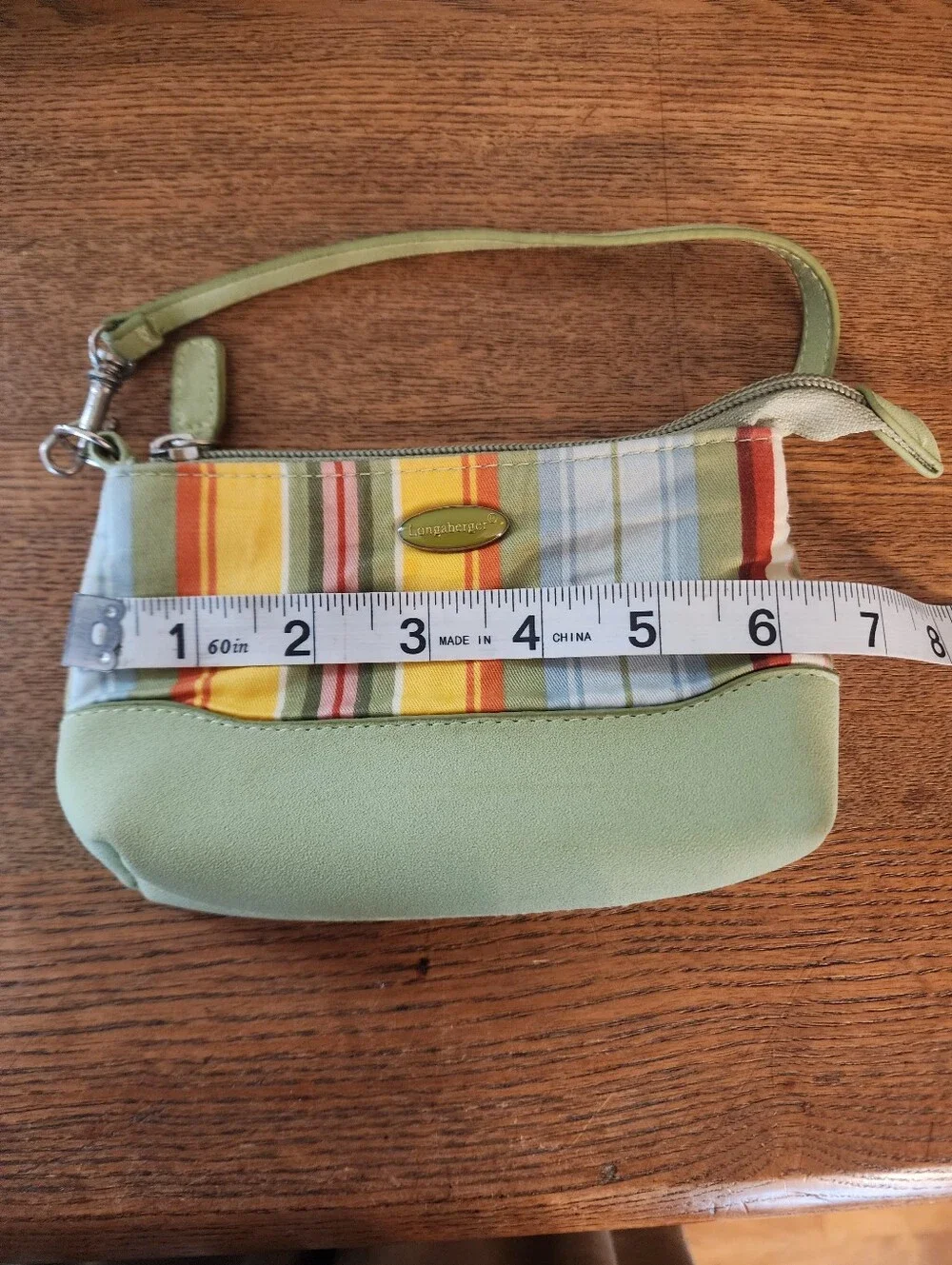 Wilsons Green Leather Bag & Longaberger Pouch W/free Wallet